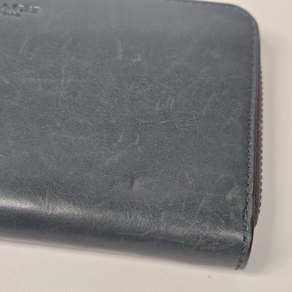 Vintage Coach Dark Green Leather Accordion Zip Around Wallet Gold Zipper - Picture 3 of 11